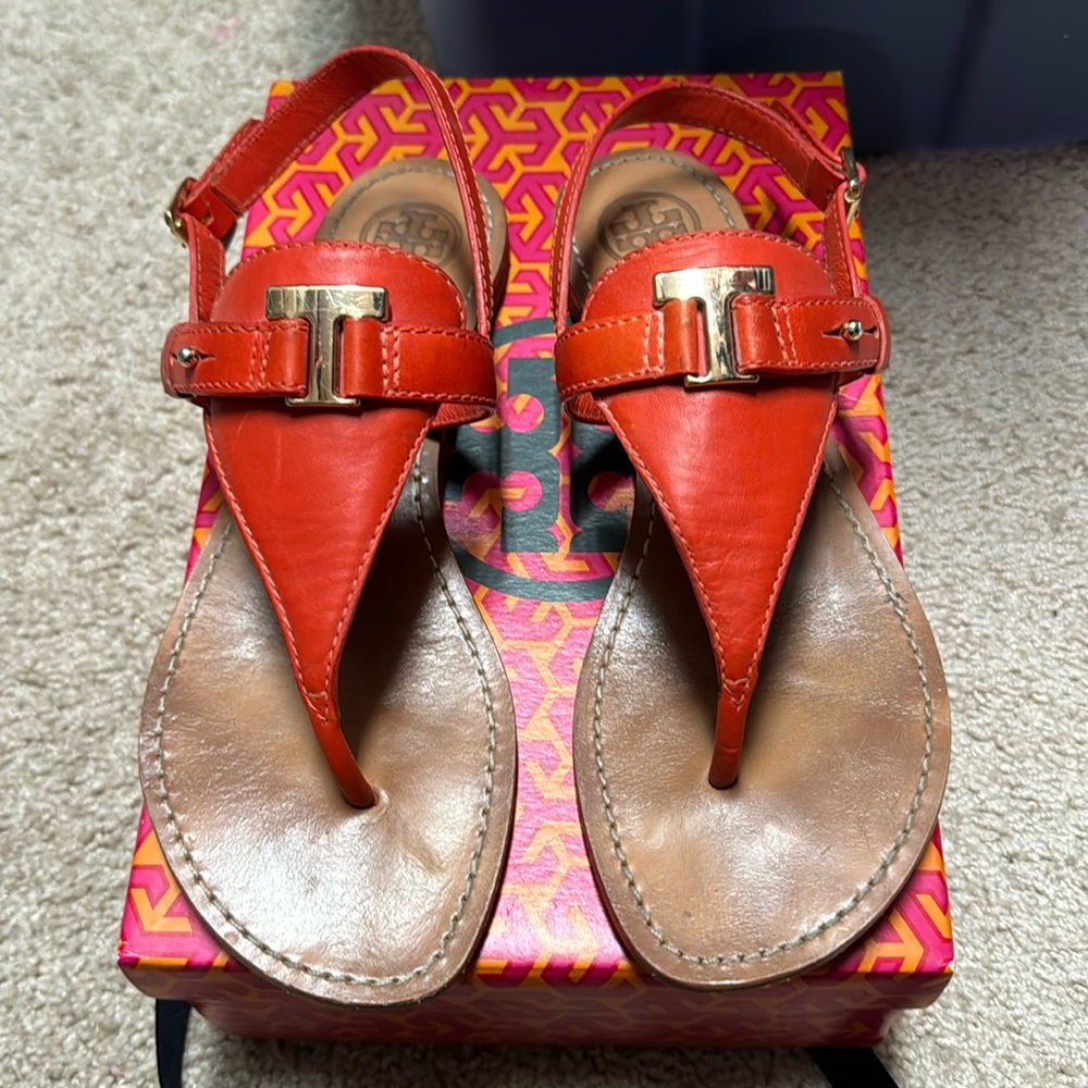 Tory Burch Casey Flat Thong Orange 9